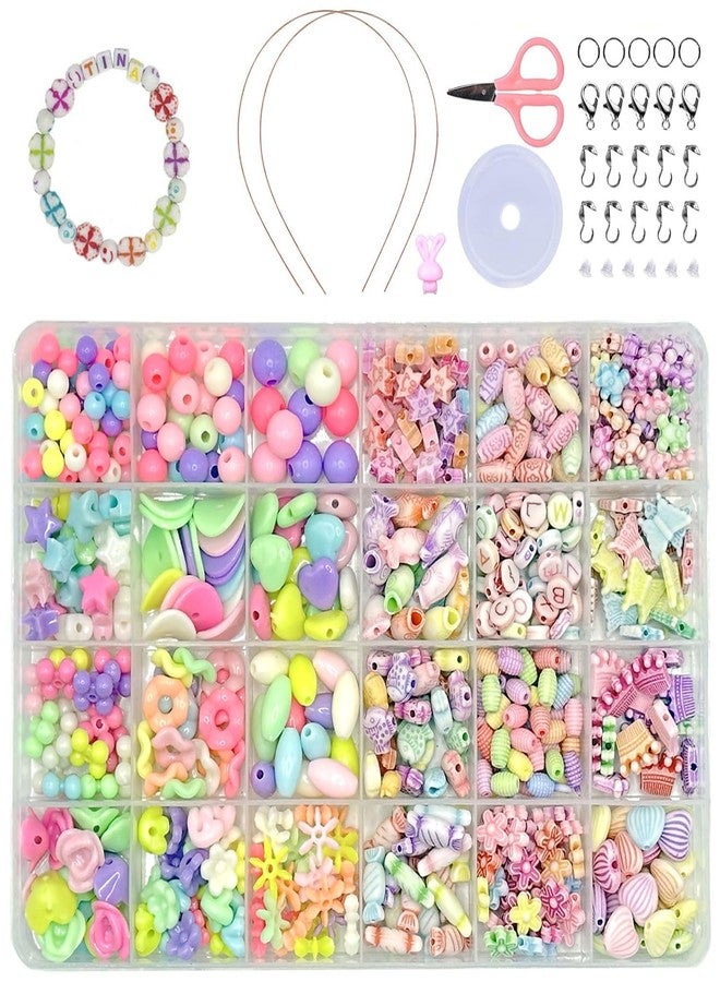 Massmot 580Pcs Beads for Kids Crafts, Children's Jewelry Making Kit, DIY Bracelets Necklace Hairband and Rings Craft Kits for 4-12 Years Old Little Girls, Multicolor - Image 1